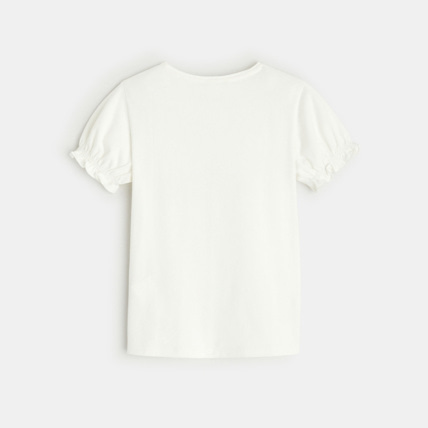 Avis T-shirt col rond à motifs brodés blanc fille OKAIDI 4