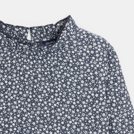 Avis Blouse imprimée à col collerette bleue fille OKAIDI 2