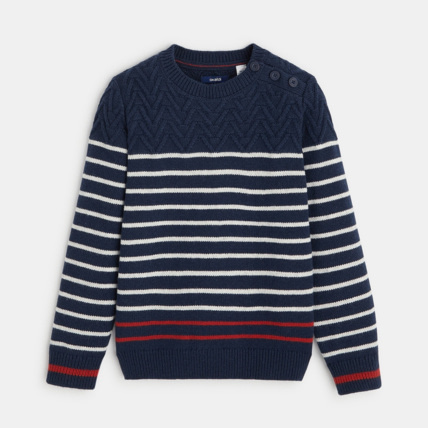 Avis Pull rayé marin en tricot bleu garçon OKAIDI 1