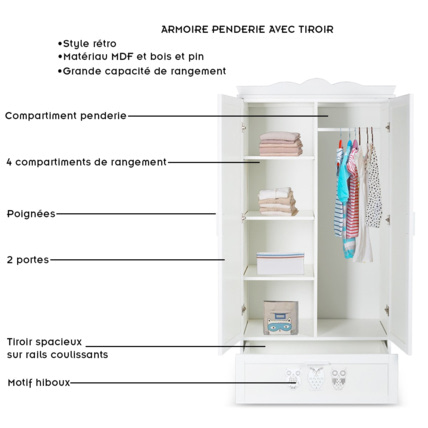 Avis Armoire penderie avec tiroir MARSELL KLUPS 2