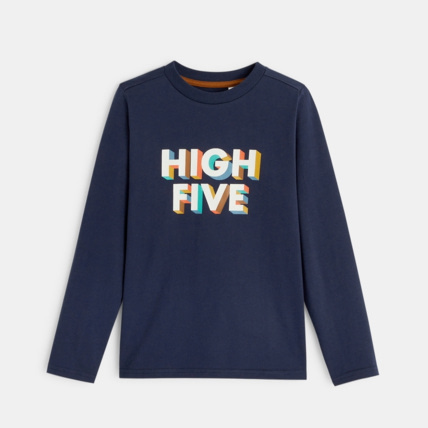 Avis T-shirt à message "High Five" bleu garçon OKAIDI 1