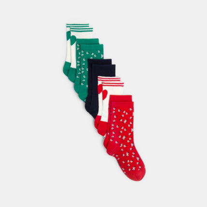 Avis Chaussettes à motifs et unies (lot de 5) rouges fille OKAIDI 1