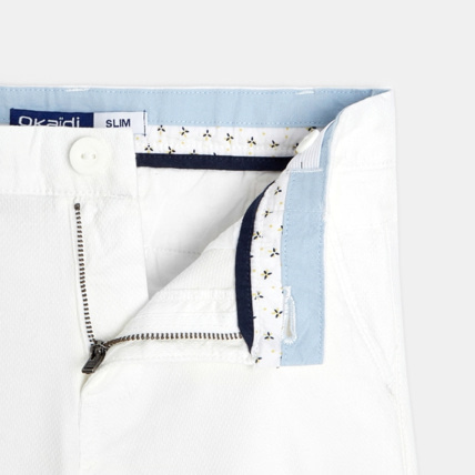 Avis Bermuda slim ceinturé en toile stretch blanc garçon OKAIDI 2