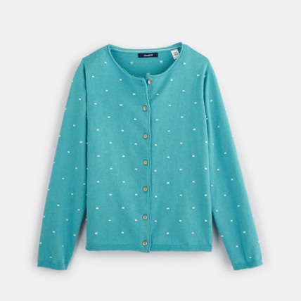 Avis Gilet à pois turquoise fille OKAIDI 1