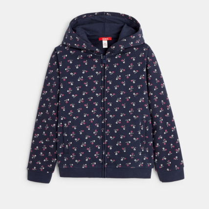 Avis Sweat-shirt à capuche motif petites fleurs bleu fille OKAIDI 1