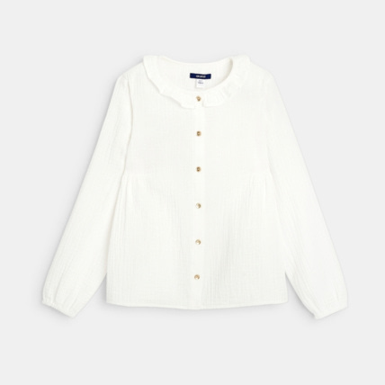Avis Blouse en gaze de coton unie blanche fille OKAIDI 2