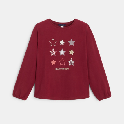 Avis T-shirt manches longues motif "étoiles" rose fille OKAIDI 1