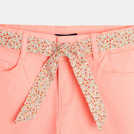 Avis Bermuda en toile et ceinture ruban rose fille OKAIDI 2