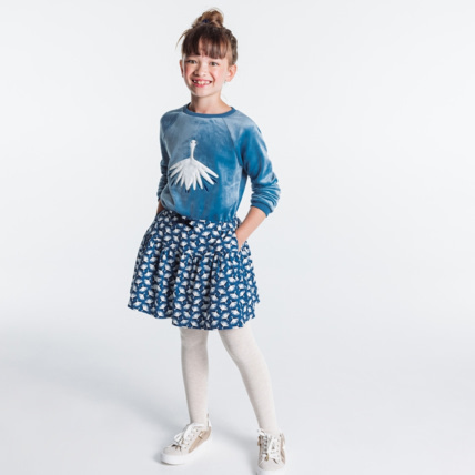 Avis Sweat-shirt manches longues en velours moelleux bleu fille OKAIDI 1