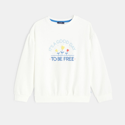 Avis Sweat-shirt à message It's a good day to be free blanc fille OKAIDI 2