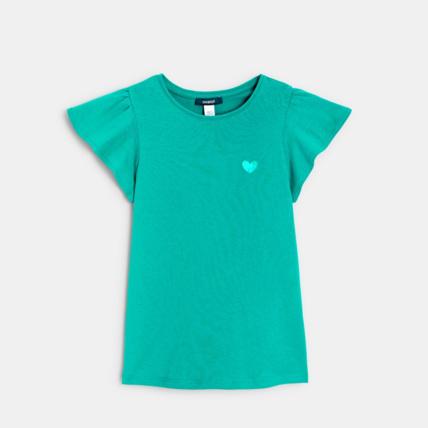 Avis T-shirt à manches courtes volantées vert fille OKAIDI 1
