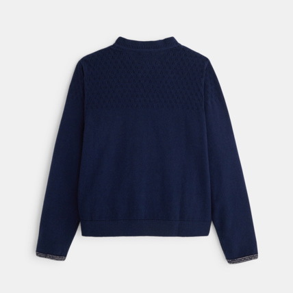 Avis Gilet fin en maille fantaisie bleu fille OKAIDI 3
