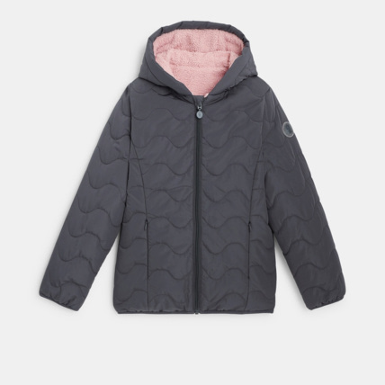 Avis Blouson matelassé et moumoute réversible gris fille OKAIDI 1