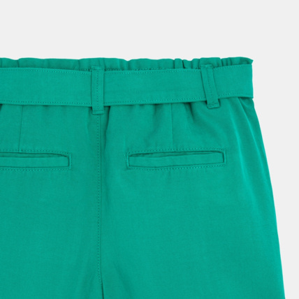 Avis Short ceinturé en toile unie vert fille OKAIDI 4