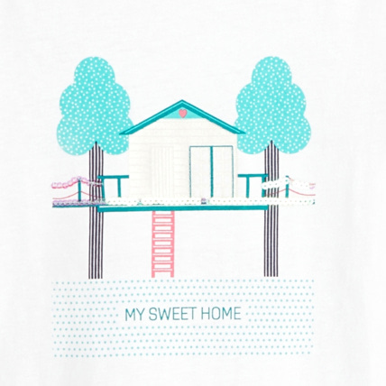 Avis T-shirt col rond "home my sweet home" vert fille OKAIDI 2