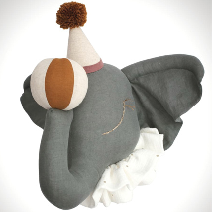 Avis Trophée mural enfant en lin, Éléphant de cirque gris Sevira Kids 7