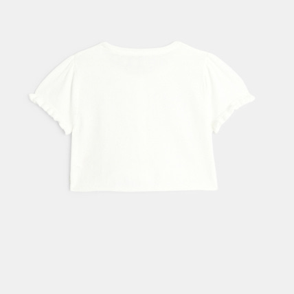 Avis Boléro en maille fine et sequins fleuris blanc fille OKAIDI 3
