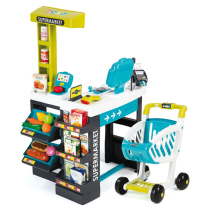 Supermarche avec caisse et chariot