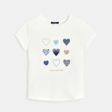 Avis T-shirt Coeurs à personnaliser bleu fille OKAIDI 1