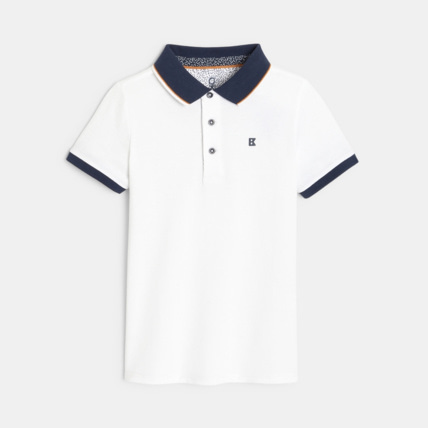 Avis Polo piqué col couleur blanc garçon OKAIDI 1