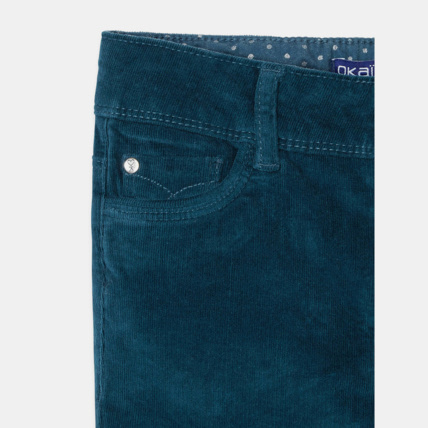Avis Pantalon en velours stretch turquoise fille OKAIDI 3