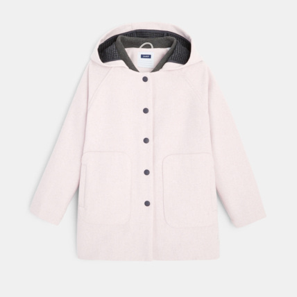 Avis Manteau laineux à capuche rose fille OKAIDI 1