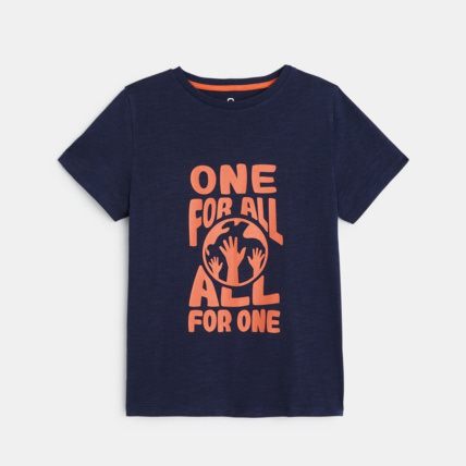 Avis T-shirt manches courtes "one for all, all for one" bleu garçon OKAIDI 1