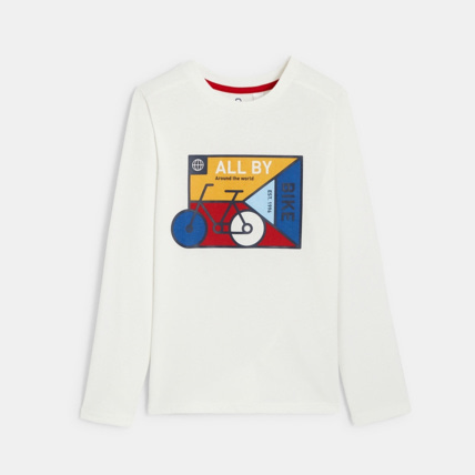 Avis T-shirt manches longues motif vélo blanc garçon OKAIDI 1