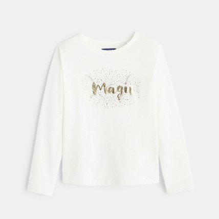 Avis T-shirt à motif pailleté Magic blanc fille OKAIDI 1