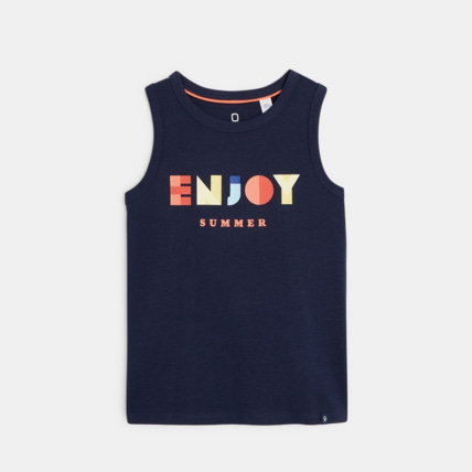 Avis Débardeur à message "enjoy summer" bleu garçon OKAIDI 1
