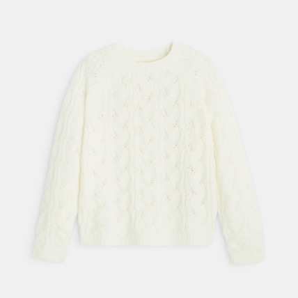 Avis Pull en maille ajourée blanc fille OKAIDI 1