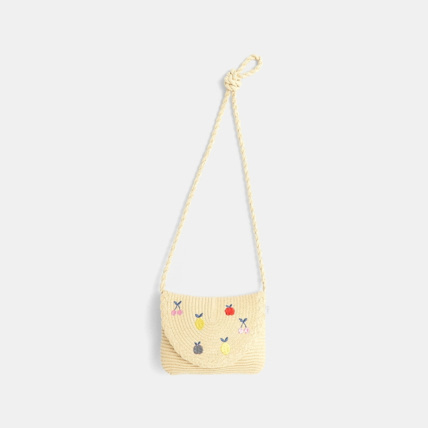 Avis Sac tressé et brodé beige fille OKAIDI 1