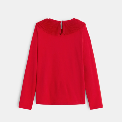 Avis T-shirt à col-collerette plissé rouge fille OKAIDI 3