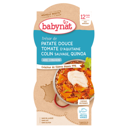Avis Trésor de Patate douce Tomate d'Aquitaine Colin Sauvage & Quinoa à la Coriandre Babybio 1