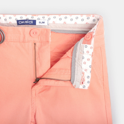 Avis Bermuda slim ceinturé en toile stretch orange garçon OKAIDI 2
