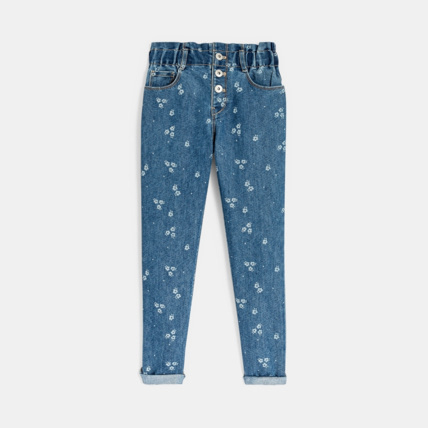 Avis Jean mom paper bag bleu fille OKAIDI 1