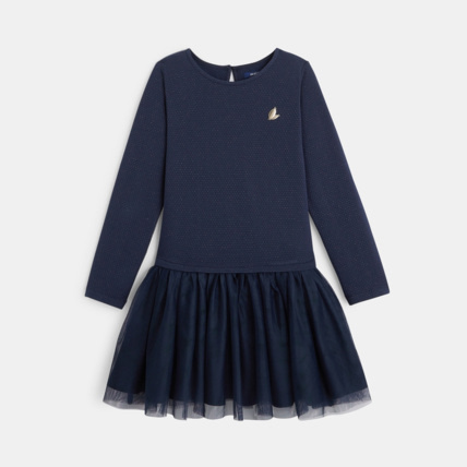 Avis Robe bimatière irisée de fête bleue fille OKAIDI 1