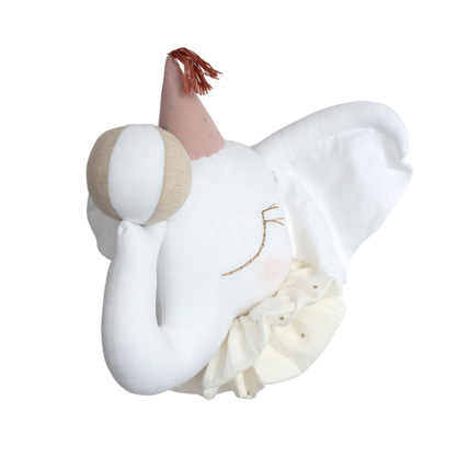 Avis Trophée mural enfant en lin, Éléphant Blanc Sevira Kids 1