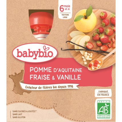 Avis Mes Fruits Bio - Gourde Pomme de Provence Fraise Vanille - 4x90g Babybio 1