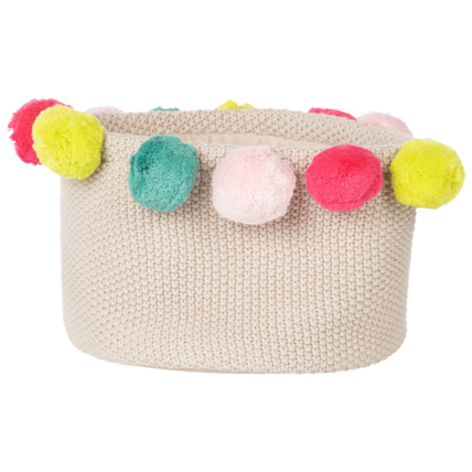 Avis Panier de rangement en tricot avec pompoms Prémaman 3