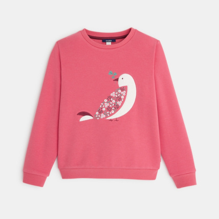 Avis Sweat-shirt en molleton motif oiseau rose fille OKAIDI 1