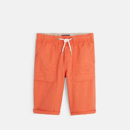 Avis Bermuda en toile à taille élastiquée orange garçon OKAIDI 1