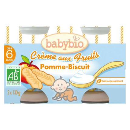Avis BIO Crème aux fruits Pomme - biscuit 130 g dès 6 mois Babybio 1