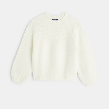 Avis Pull torsadé au point mousse blanc fille OKAIDI 1
