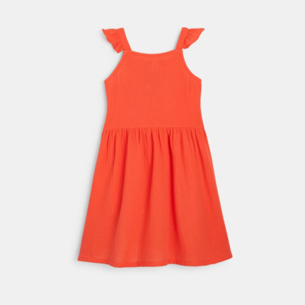 Avis Robe à bretelles en gaze de coton orange fille OKAIDI 3