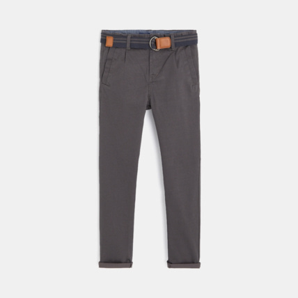 Avis Pantalon chino slim en toile fantaisie gris garçon OKAIDI 2