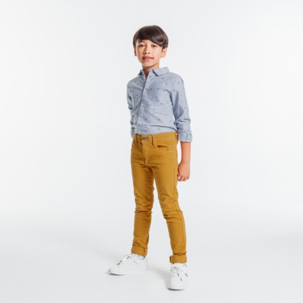 Avis Pantalon skinny bi-stretch jaune garçon OKAIDI 1