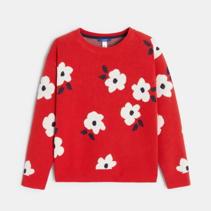 Avis Pull jacquard à fleurs bleu fille OKAIDI 2