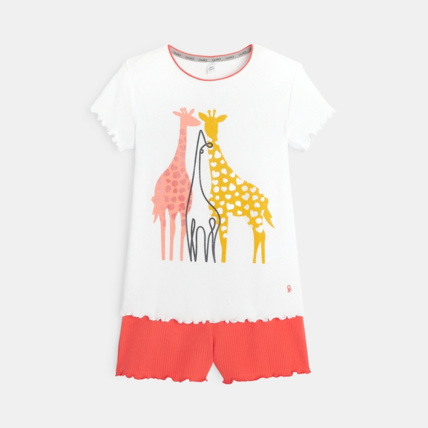 Avis Pyjama short coton imprimé girafes blanc fille OKAIDI 2