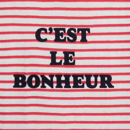 Avis T-shirt rayé à message "C'est le bonheur" rose fille OKAIDI 2